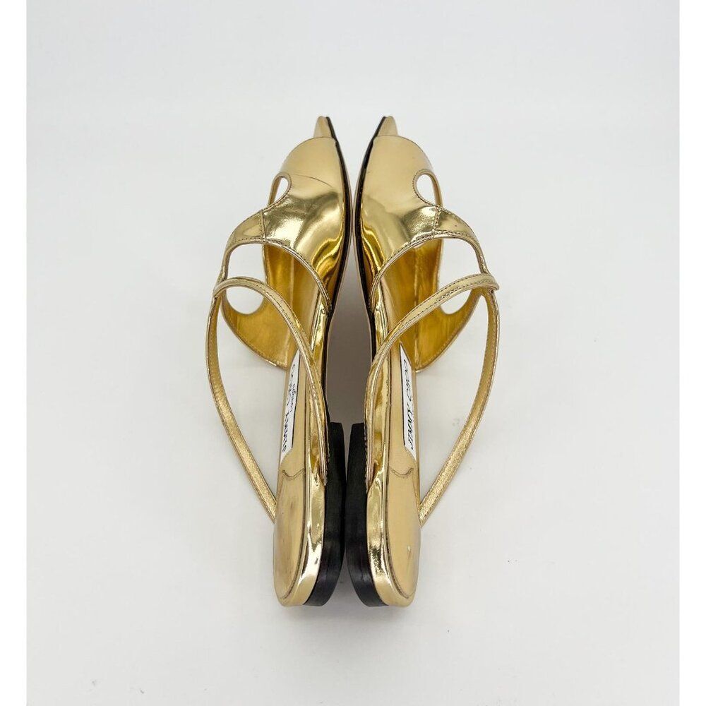 JIMMY CHOO Anise Gold Square Open Toe Flat Strappy Slip-On Sandals Size EU36 - Picture 7 of 10